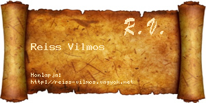 Reiss Vilmos névjegykártya
